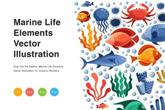 Download Marine Life Elements Vector Illustration - Illustration Collection