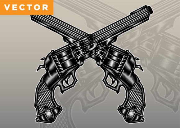 Download Crossed Revolver Illustration - Illustration Collection