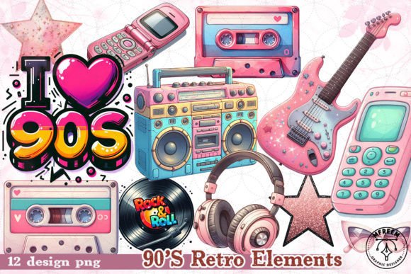 Download 90'S Retro Elements Clipart PNG - Retro elements Collection