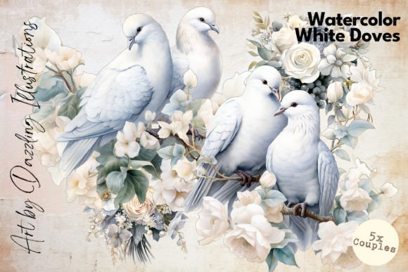 Download Pastel White Watercolor Dove Couples - Premium Resources