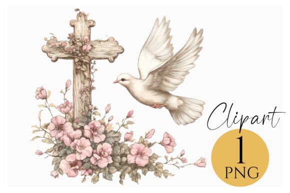 Download Floral Cross &amp; Dove Easter PNG - Dove Collection