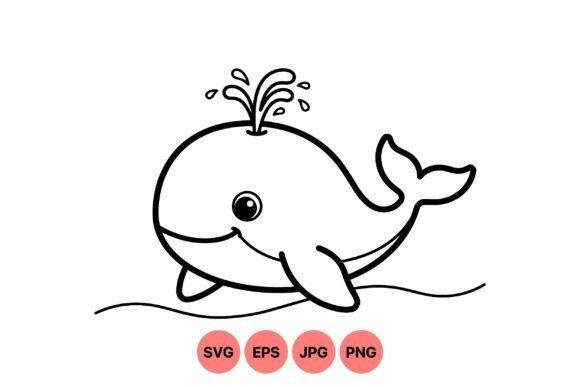 Download Cute Whale Outline Illustration - Illustration Collection
